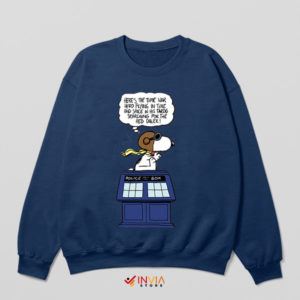 Snoopy Time Machine Doctor Who Navy Sweatshirt