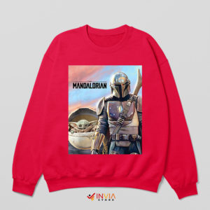 Star Wars Mando With Baby Yoda Red Sweatshirt
