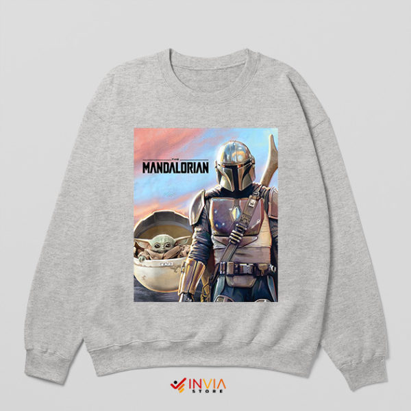 Star Wars Mando With Baby Yoda Sport Grey Sweatshirt