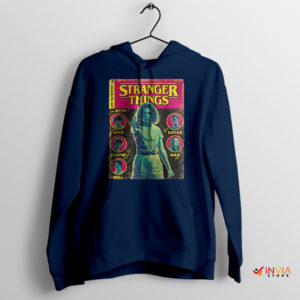 Stranger Things Characters Vintage Comic Navy Hoodie
