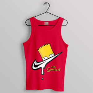 Street Art Swoosh Nike Bart Cartoon Red Tank Top