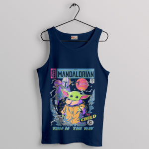 Vintage Style Baby Yoda Comic Retro Navy Tank Top