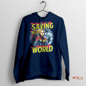 Captain Marvel Saving the World Navy Hoodie