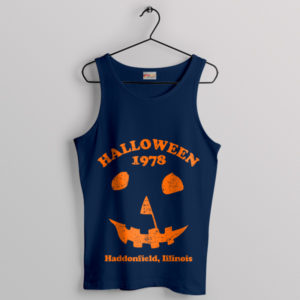 Creepy Michael Myers Pumpkin 1978 Navy Tank Top