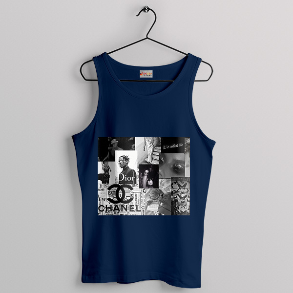 Gritty Glam Collage Travis Scott Fashion Navy Tank Top