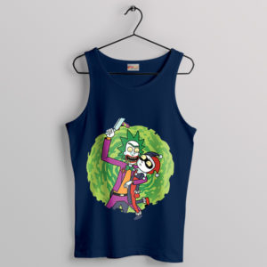 Harley Gets Schwifty Joker Rick Navy Tank Top