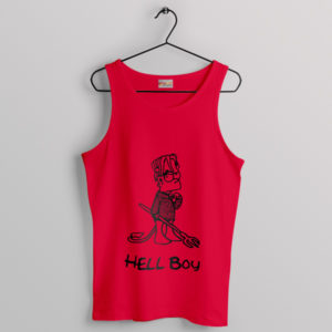 Hip-Hop Meets Hell Boy x Bart Simpson Red Tank Top