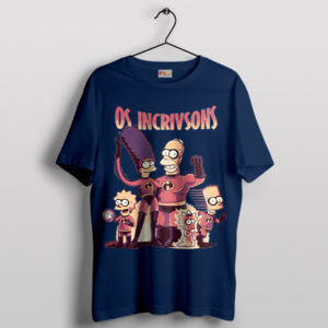 Incredibles Characters Simpsons Family Navy T-Shirt