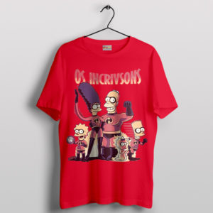 Incredibles Characters Simpsons Family Red T-Shirt