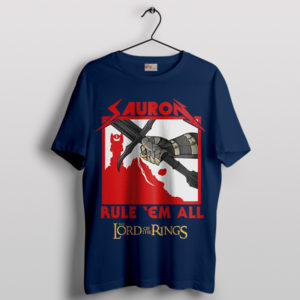 Metallic Mordor Sauron's Rule 'Em All Navy T-Shirt