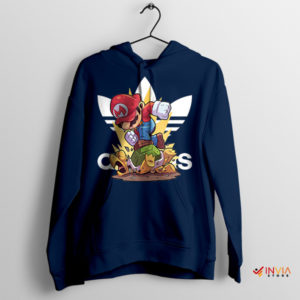 Mushroom Kingdom Mario Bros Action Navy Hoodie