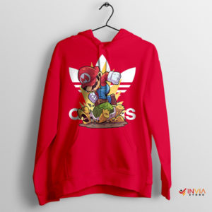 Mushroom Kingdom Mario Bros Action Red Hoodie