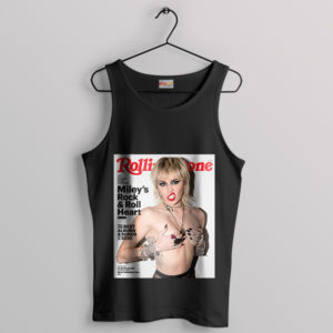 Pop Star Style Miley Cyrus Rolling Stone Black Tank Top