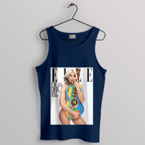 Trendy Celebrity Wear Dua Lipa Elle Navy Tank Top