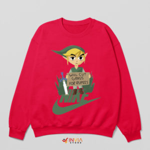 Zelda Edition Cutting Grass for Rupees Red Sweatshirt