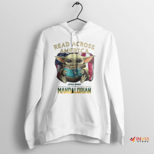 Baby Yoda Reads the States America White Hoodie