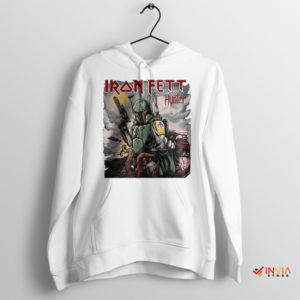 Boba Fett Gun Iron Maiden Album White Hoodie