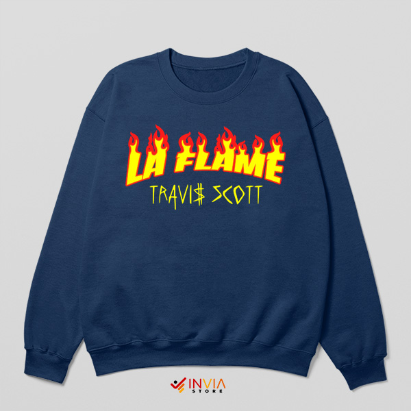 Burning Desire Travis Scott La Flame Navy Sweatshirt