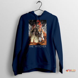 Canvas of the White Wolf Geralt Portrait Navy Hoodie
