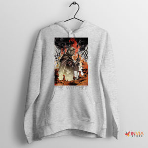 Canvas of the White Wolf Geralt Portrait Sport Grey Hoodie