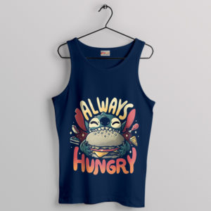 Meme Snacking Stitch Always Hungry Navy Tank Top