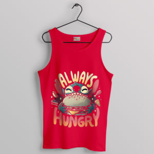 Meme Snacking Stitch Always Hungry Red Tank Top