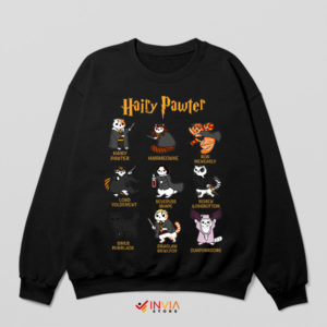 Purrfectly Potter Hairy Pawter Cats Black Sweatshirt