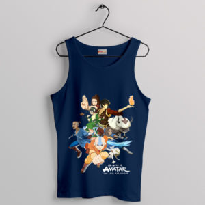 Aang's Warriors Team Avatar Character Navy Tank Top