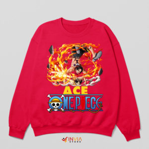 Ace of Flames One Piece Manga Red Sweatshirt
