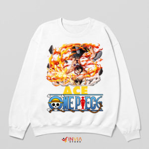 Ace of Flames One Piece Manga White Sweatshirt