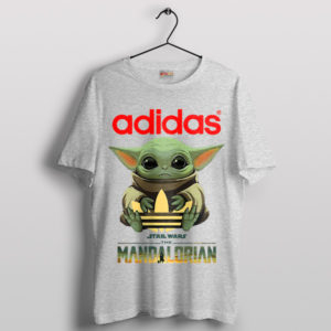 Adorable Force Grogu Holds the Adidas Sport Grey T-Shirt
