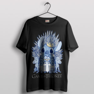 Adorable Stitch on the Iron Throne Black T-Shirt