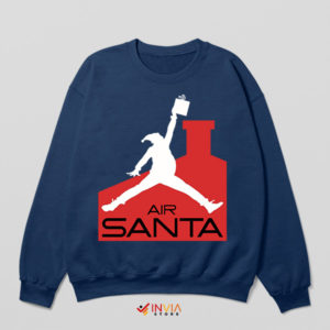 Air Santa Soaring in Christmas Sky Navy Sweatshirt
