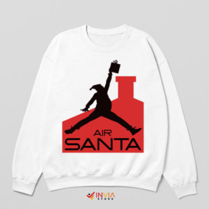 Air Santa Soaring in Christmas Sky White Sweatshirt