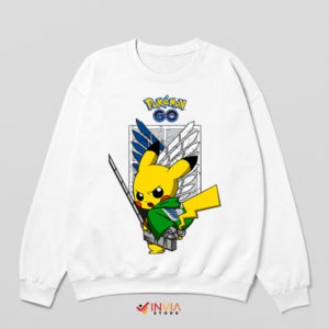 Attack on Pikachu Titan Style White Sweatshirt