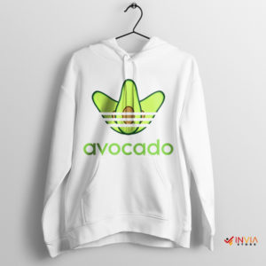 Avocado Stripes Athletic Adidas Vegan White Hoodie