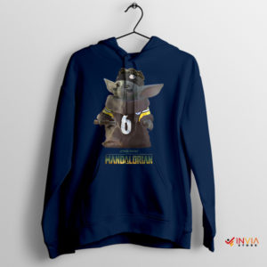 Baby Yoda's Game Day Style Pittsburgh Navy Hoodie