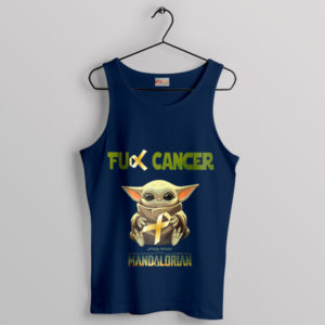 Baby Yoda's Hug Cancer Support Navy Tank Top