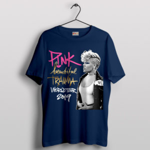 Beautiful Trauma Journey Pink Music Navy T-Shirt