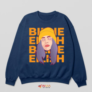 Billie Eilish Ocean Eyes Portrait Art Navy Sweatshirt