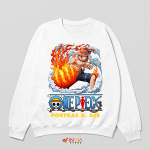 Blazing Ace Adventure Fire Sword White Sweatshirt