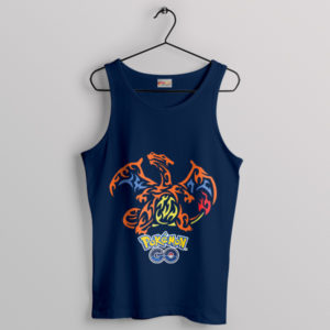 Blazing Charizard Pokemon Flames Navy Tank Top