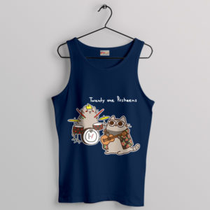 Cartoon Cat Twenty One Pusheens Navy Tank Top