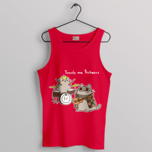 Cartoon Cat Twenty One Pusheens Red Tank Top