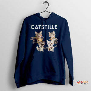 Cat Jam Session Catstille Bastille Band Navy Hoodie