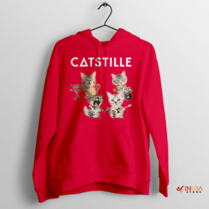 Cat Jam Session Catstille Bastille Band Red Hoodie