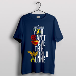 DC Justice League of Heroes Unite Quote Navy T-Shirt