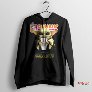 Dunkin' Delightful Meme Baby Yoda Black Hoodie