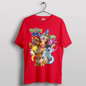 Dynamic Evolutions Eevee Pokemon Red T-Shirt