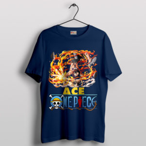 Epic Flames One Piece Manga Ace Navy T-Shirt